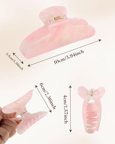 Molans 3PCS Hair Claw Clips Acrylic Clamps for women - Non-slip Strong Hold Barrettes for Thin Thick Hair, Medium hair clips Accessories - color: yellow/pink/purple