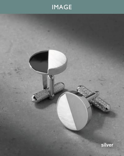 [TAVARAT] Cufflinks for Men cuff links mens classic round shape Black Silver Light Gold Tps-177 - style: silver (Tps-179)