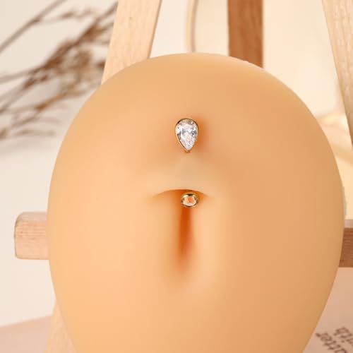 PEAKLINK G23 Titanium Eyebrow Ring 16G Rook Daith Tragus Helix Piercing Internal Threaded Curved Barbell Vertical Labret Lip Jewelry Small Belly Button Ring - color: Gold with Claer CZ