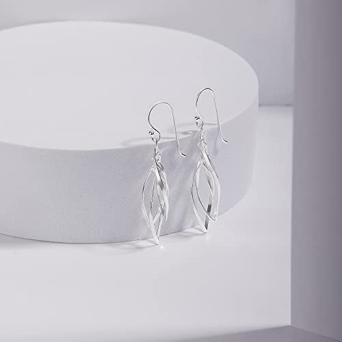 Milla Dainty Silver Drop Earrings for Women and Dangling Gold Earrings | Hypoallergenic, Easy to Wear, Available in 14K Gold, Rose Gold, or Silver Plated Finish, Different Designs - color: Linear Swirl / Sterling Silver Plated