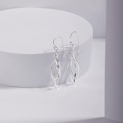 Milla Dainty Silver Drop Earrings for Women and Dangling Gold Earrings | Hypoallergenic, Easy to Wear, Available in 14K Gold, Rose Gold, or Silver Plated Finish, Different Designs - color: Linear Swirl / Sterling Silver Plated