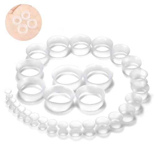 10G-25mm Thin & Thick Silicone Ear Gauges Tunnels Stretching Kit Double Flared Rubber Gauges Tunnels Plugs Flexible Soft Tunnels Earrings Gauge Kit for Women Men - color: Clear 10G-25mm