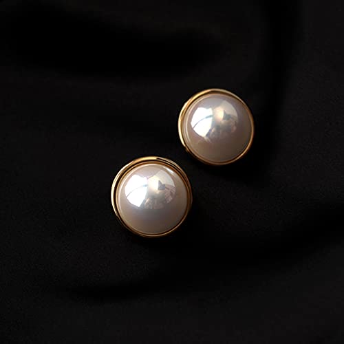 Pearl Clip on Earrings for Women Drop Clip Earrings for Women Gold Plated White Imitation Pearl Earrings Fashion - color: Big Pearl