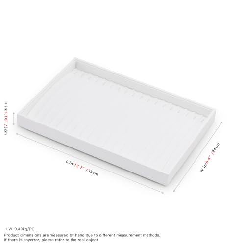 Oirlv Premium White Leather Stackable Jewelry Tray 18 Gird Necklace Bracelet Organizer Showcase Necklace Display Tray - color: White, size: 18 Grid Necklace/Bracelet Tray