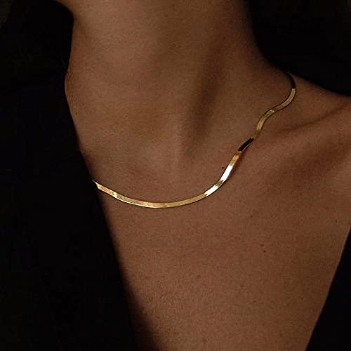 CHESKY Gold Necklace for Women 14K Plated/S925 sterling silver Snake Chain | Dainty Gold Necklace,Thin Chunky Chain,Simple Choker Necklaces for Women,Non tarnish Trendy Jewelry, Gifts for Women - color: gold, style: 3mm 16.5 inch snake