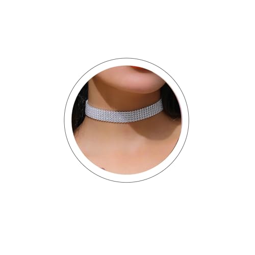 Tennis Necklaces for Women Sparkly Rhinestone Choker Diamond Chain Necklace - style: Silver 5 Rows