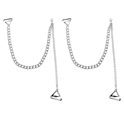 2PCS Adjustable Cuban Link Underwear Chain for Women Simple Bra Shoulder Strap Aesthetic Non-slip Lingerie Straps Bridal Wedding Dress Rave Party Festival Accessories Summer Body Jewelry - color: Silver