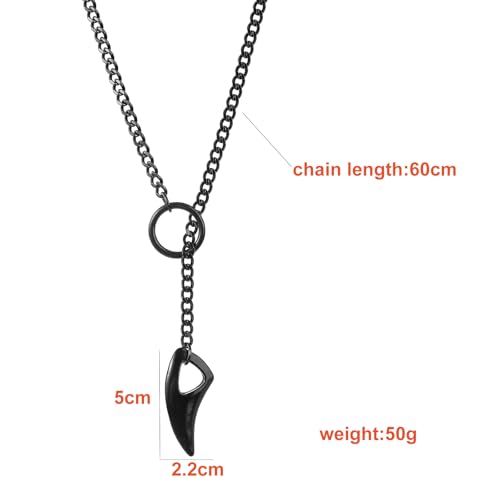 MIFYNN Heart O ring Slip Chain Necklaces for Women Stainless Steel Cuban Chain Bar Necklace Punk Rock Collar Necklace Handmade Adjustable Lariat Y Necklaces for Men - color: Black tooth