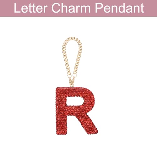 MECCANIXITY Bling Car Letter Charm, Initial R Letter Interior Car Rear View Mirror Decoration Hanging Crystal Ornaments for Women Bags Water Cup DIY Craft, Red - style: Letter R