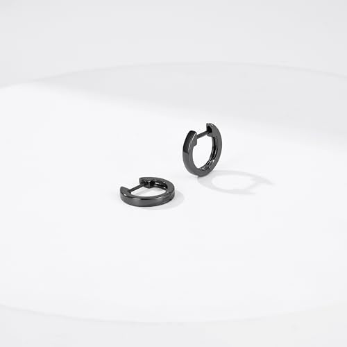 Gacimy Gold Huggie Earrings for Women, 14K Real Gold Plated, Small Hoop Earrings Cartilage Ear Cuff - color: Black, size: 13MM