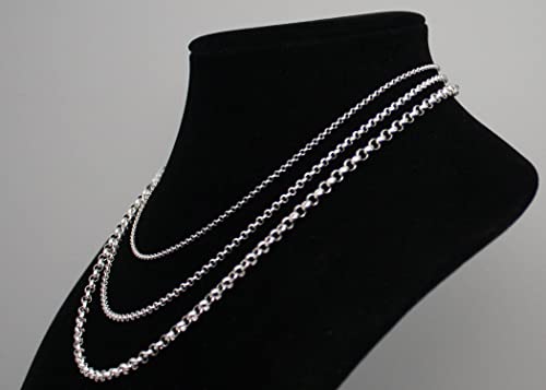 925 Sterling Silver necklace 1.5MM 2MM 2.5MM Circle Rolo Link Chain Necklace- Belcher Chain Rolo Link Necklace For Women, Necklace for Pendant,16,18,20,24,30