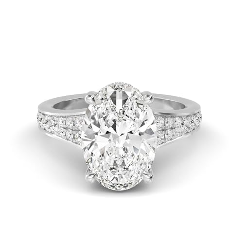 Houston Diamond District 1 to 5 Carat Oval Shape LAB GROWN Diamond Vintage Engagement Ring Wedding Ring for Women (Color D-E Clarity VS1-VS2) - color: Platinum, size: 6.5
