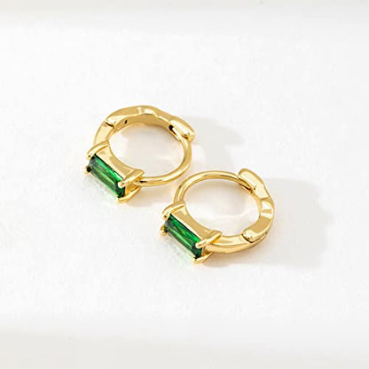 DAILY VIBES Dainty Butterfly Cross CZ Small Huggie Hoop Earrings for Women | Hypoallergenic, 14K Gold Plated Hoops, Tiny Cubic Zirconia, Cartilage Hoop Earrings for Women Trendy - color: Green