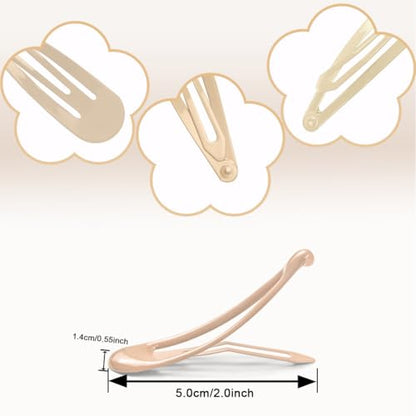 ELANE 80 Pcs Metal Snap Hair Clips for Women,Small Snap Barrettes for Women Girls Thick Fine Hair (Beige) - color: Beige