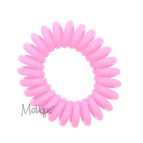 Small Coil Hair Ties For Girls - Set of 6 Pink - color: Pink