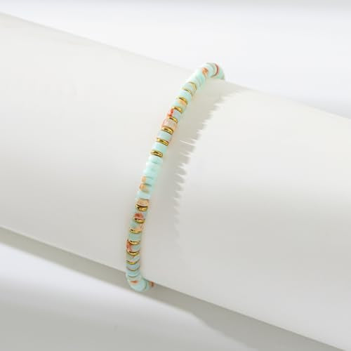 XIJIN Natural Stone Beaded Anklets for Women Handmade Beach Boho Turquoise Beads Ankle Bracelet Jewelry Gift for Her - color: P