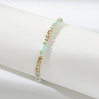 XIJIN Natural Stone Beaded Anklets for Women Handmade Beach Boho Turquoise Beads Ankle Bracelet Jewelry Gift for Her - color: P