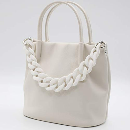 AUMEY Handbag Chain Straps Acrylic Purse Chain Strap Fashionable Replacement Purse Clutches Handles for Purse Handbags DIY Crafts, 15.7 inch of Each (02- White) - color: 02- White