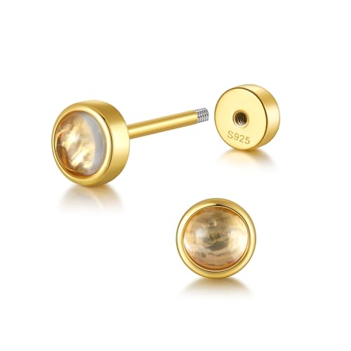 CHIC & ARTSY 18K Gold Plated Solid 925 Sterling Silver Flat Back Earrings for Women Multiple Piercings Screw Back Earrings Cartilage Hypoallergenic Jewelry - style: 925 Silver Flat Back #05
