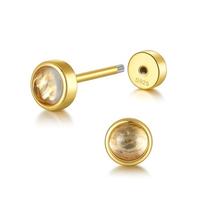 CHIC & ARTSY 18K Gold Plated Solid 925 Sterling Silver Flat Back Earrings for Women Multiple Piercings Screw Back Earrings Cartilage Hypoallergenic Jewelry - style: 925 Silver Flat Back #05