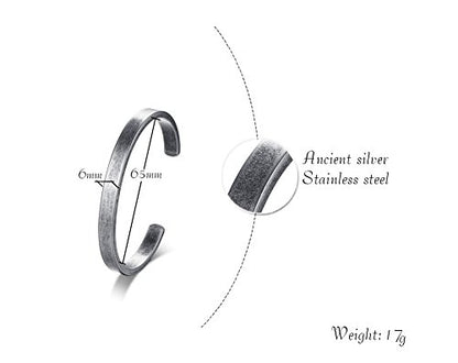 Stainless Steel Mens Cuff Bracelet : Minimal Cool Silver/Black/Gold Plated Open Metal Cuff Bangle Bracelets for Men,Mens Bracelet Jewelry Gift - color: Antique Grey-Single, size: Medium( fit 5.5"-7.2" wrist)