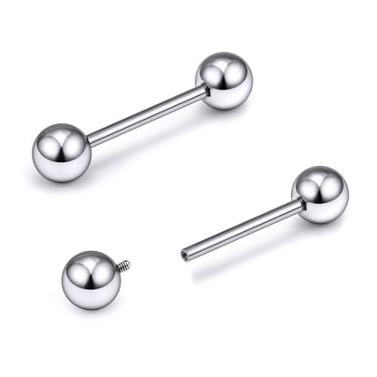 16G-2G ASTM F136 Titanium Internally Threaded Nipple Tongue Rings Piercing Jewelry Straight Industrial Earring Barbell G23 Titanium Nipple Tongue Bars Piercing Jewelry for Women Men 12MM-40MM - style: 16G, 12mm Length, 5mm Ball