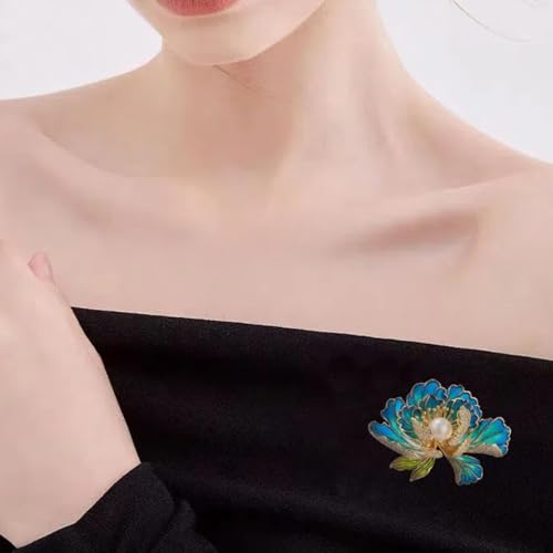 SYWDUDUCLT Fashion Elegant Brooches for Women Brooch, Suitable For Party And Daily Wear On Many Occasions - style: Peony-Blue