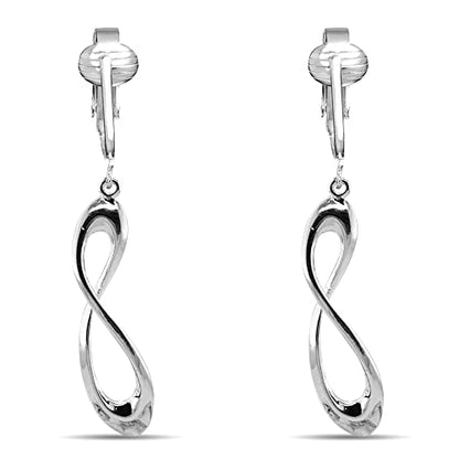 Silver Clip On Earrings For Women, They Look Pierced, Don't Pinch & Won't Fall Off, Hypoallergenic & Lightweight - color: Silver Infinity Loop