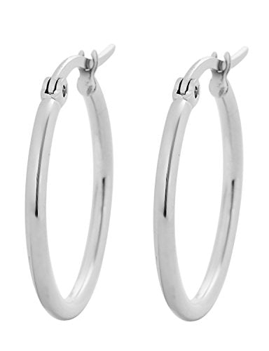 Rounded Hoops Earrings (20mm-60mm Diameter) - color: Silver 20mm