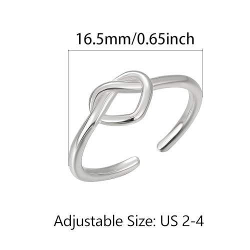 925 Sterling Silver Heart Toe Rings for Women Non Tarnish | Cute Dainty Love Knot Pinky Ring Adjustable Open Band Hypoallergenic Waterproof Summer Beach Wedding Foot Jewelry Accessories - color: Silver 2