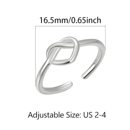 925 Sterling Silver Heart Toe Rings for Women Non Tarnish | Cute Dainty Love Knot Pinky Ring Adjustable Open Band Hypoallergenic Waterproof Summer Beach Wedding Foot Jewelry Accessories - color: Silver 2