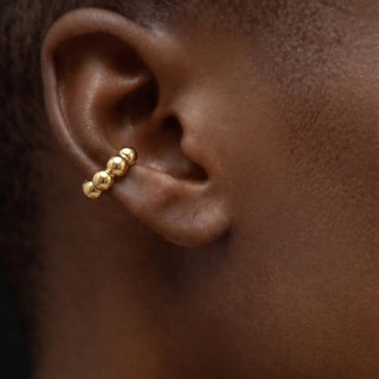 Gold Ear Cuff Earrings for Women Non Piercing Hoop | Clip on,Wrap Cartilage,14K Gold Plated,Dainty Small Simple,Hypoallergenic Everyday,Lightweight,Illusion Jewelry - color: 01. Beaded