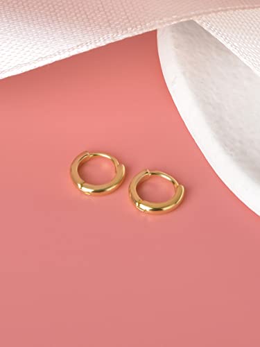 Mini Tiny Huggie Hoop Earrings Top Upper Ear Cartilage Forward Helix Cuff Plain Simple 925 Sterling Silver Gold 9mm 8mm 7mm 6mm 5mm Hoop Earrings - color: Gold-6mm