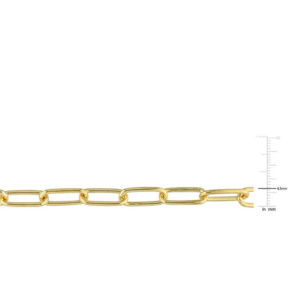 Italian Sterling Silver Paperclip Link Bracelet - Men & Women - 3.5mm, 5mm, 6mm - Available in Sterling Silver, Yellow Gold, Rose Gold - 9 inch, 7.5 inch - color: Yellow, size: 6MM