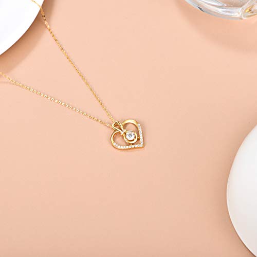 SISGEM 14K Solid Gold Heart Necklace for Women,Yellow Gold 0.55 Carat(CTTW) Moissanite Infinity Heart Pendant Necklaces Anniversary Birthday Gifts for Wife Mom 16''-18'' - color: Style-3