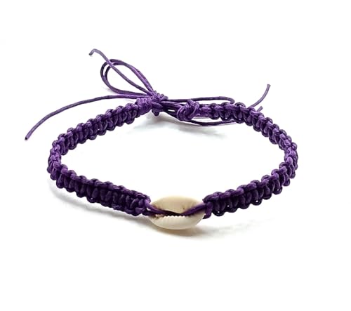 Shell Hemp Anklet - color: Deep Purple