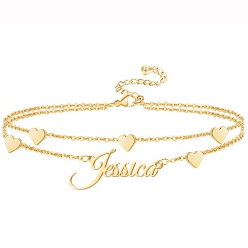 Ankle Bracelet for Women Personalized Name Anklet 18K Gold Plated Custom Dainty Anklet Bracelet Beach Jewelry for Girlfriend - color: Style 05