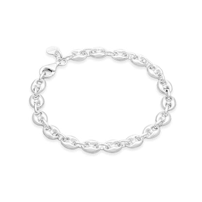 Miabella Italian 925 Sterling Silver Puffy Mariner Link Chain Bracelet for Women, Made in Italy