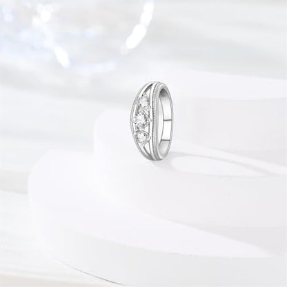KUNSIR 925 Sterling Silver Rings Classic Cubic Zirconia Eternity Promise Statement Anniversary Wedding Bands Engagement Rings for Women Infinity Forever Love Ring Size 7-9 - style: Crystal Sugar Ring
