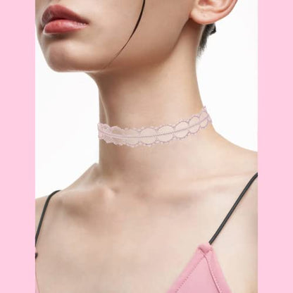 Black Choker Necklace Set Velvet Lace Choker Daisy Gothic Punk Classic Choker - color: 6pcs-pink