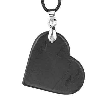 Shungite Pendants - Various Geometric Shapes - Authentic Stone - Certified - style: Heart