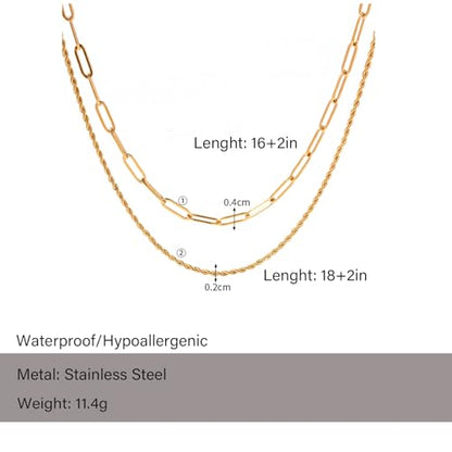 Layered Gold Necklaces for Women14K Gold Planted Non Tarnish | Cuban, Herringbone,Figaro,Paperclip Chain Layering Stack Choker Necklace , Trendy Jewelry Gift for Women - color: E
