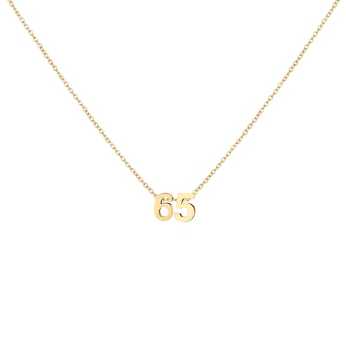 Number Necklace for Women Dainty 18K Gold Plated Pendant Necklace Charm Birth Month Personalized Jewelry Birthday Gift - color: GOLD, style: Number 65