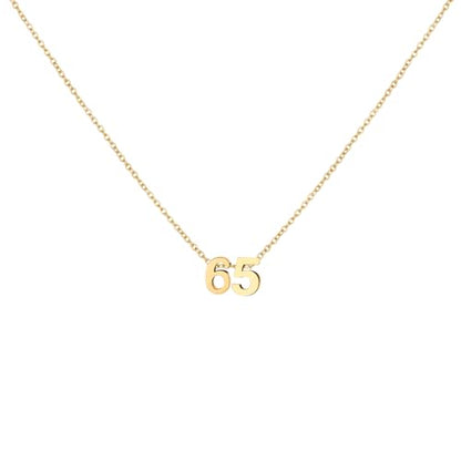 Number Necklace for Women Dainty 18K Gold Plated Pendant Necklace Charm Birth Month Personalized Jewelry Birthday Gift - color: GOLD, style: Number 65