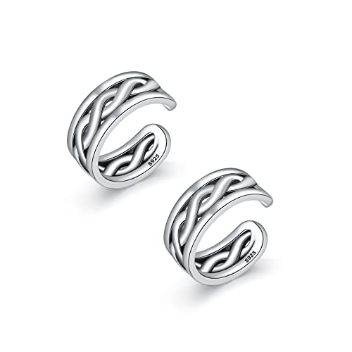CHIC & ARTSY 925 Sterling Silver Ear Cuffs for Women, Non Piercing Clip On Cartilage Cuffs, Adjustable Fake Conch & Helix Earrings, Gold Plated & Oxidized Various Styles - color: ear cuff #24