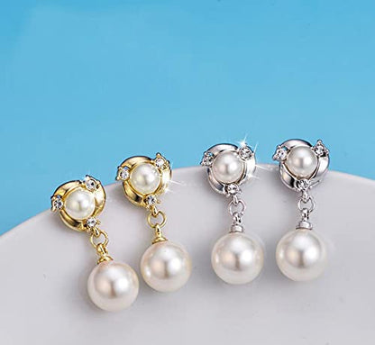 Clip On Earring For Women Pearl Non Pierced Clip Earrings - color: gold clip-on