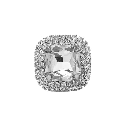 Sparkling Rhinestone Ring Bohemia Thick Large Oval Geometric Ring Square Princess Rings Fashion Heart Zircon Crystal Ring Prom Wedding Party Ball Rings for Women - color: Quadrate