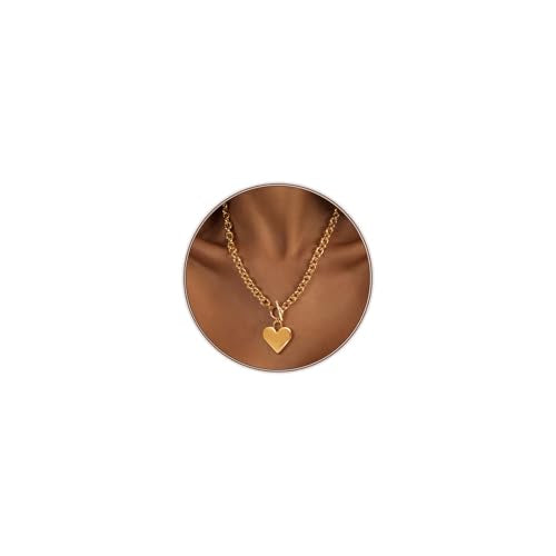 Airmb Heart Necklace for Women Gold/Silver Plated Trendy Heart Choker Lover Pendant Hypoallergenic Fashion Gold/Silver Necklace for Women Love Jewelry Gift for Women Girlfriend - color: Gold-Big Heart-Chunky O Chain