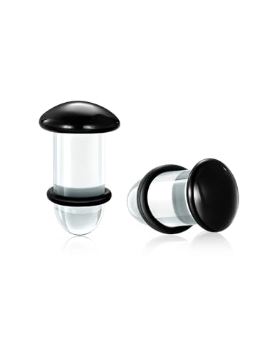 Aumeo One Pair Glass Gauges for Ears Single Flare Glass Plugs for Women and Men - color: Black, size: 7mm