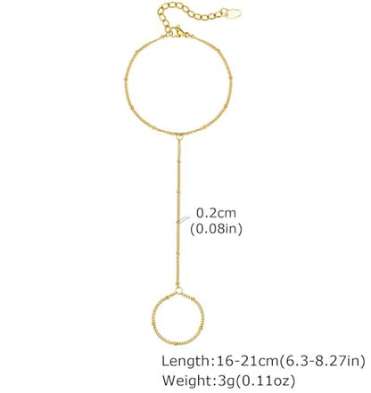 Evil Eye, Heart, Cross-Gold Ring Bracelet Hand Chain Layered Finger Bracelets for Women Delicate Link Chain Jewelry - style: satellite Chain bracelet-gold